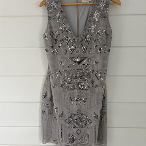 Molly Bracken Silver Sequin Mini Dress